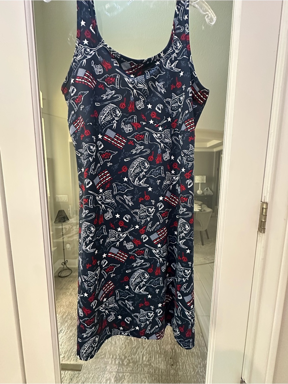 Columbia Fishing Patriotic Print Sport Sleeveless Dress